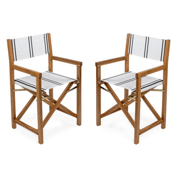 Cukor Classic Vintage Outdoor Acacia Wood Folding Director Chair with Canvas Seat - JONATHAN Y